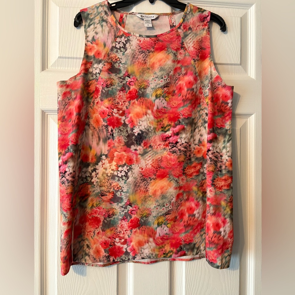Athleta Floral Sleeveless Shell - Coral Multi